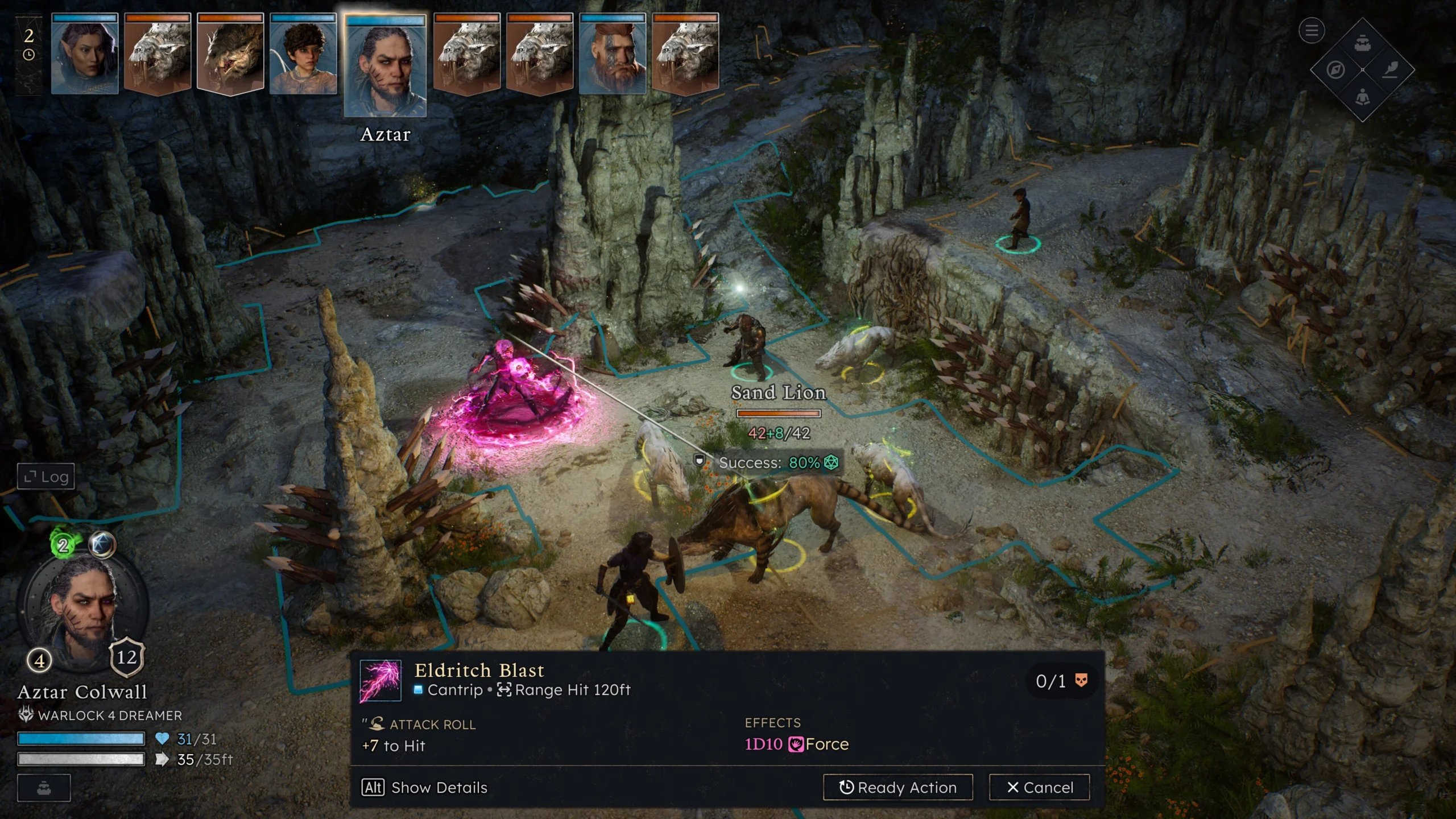 Eldritch Blast during a combat encounter.